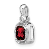14k White Gold Cushion Garnet and Diamond Pendant - PM-C53F3B54-1875
