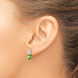 14k White Gold Cushion Peridot and Diamond Earrings - EM-BB7F4BD6-3662