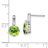 14k White Gold Cushion Peridot and Diamond Earrings - EM-BB7F4BD6-3662