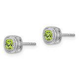 14k White Gold Cushion Peridot and Diamond Earrings - EM-C0F43E64-3969