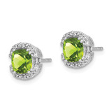 14k White Gold Cushion Peridot and Diamond Halo Earrings - EM-EDB253F1-7778