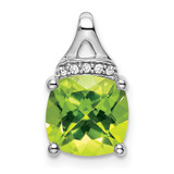 14k White Gold Cushion Peridot and Diamond Pendant - PM-134AD499-3741