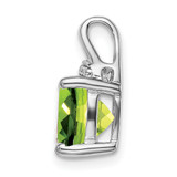 14k White Gold Cushion Peridot and Diamond Pendant - PM-134AD499-3741