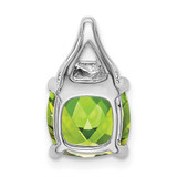 14k White Gold Cushion Peridot and Diamond Pendant - PM-134AD499-3741