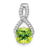 14k White Gold Cushion Peridot and Diamond Pendant - PM-1D5033B7-3331