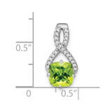 14k White Gold Cushion Peridot and Diamond Pendant - PM-1D5033B7-3331