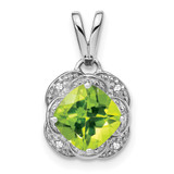 14k White Gold Cushion Peridot and Diamond Pendant - PM-55559785-6583