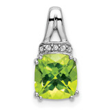 14k White Gold Cushion Peridot and Diamond Pendant - PM-87671888-1237
