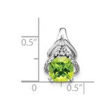14k White Gold Cushion Peridot and Diamond Pendant - PM-AFE1451B-9637