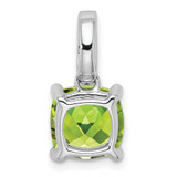 14k White Gold Cushion Peridot and Diamond Pendant - PM-CDE7FB35-8980