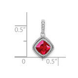14k White Gold Cushion Ruby and Diamond Pendant - PM-DD51034F-1693