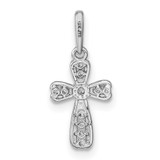 14K White Gold CZ Cross Pendant - XR-12A44D5C-9799