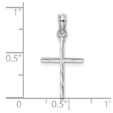 14K White Gold D/C and Polished Cross Charm