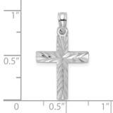 14K White Gold D/C Block Cross  Charm