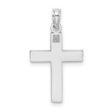 14K White Gold D/C Block Cross  Charm