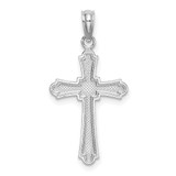 14K White Gold D/C Striped Cross Charm
