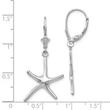 14K White Gold Dancing Starfish Leverback Earrings