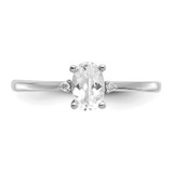 14k White Gold Diamond & White Topaz Birthstone Ring