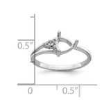 14k White Gold Diamond / 6mm Trillion Gemstone Ring Mounting