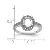 14k White Gold Diamond / 8x6mm Oval Gemstone Halo Ring Mounting