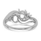 14k White Gold Diamond / Two 6x4 Oval Gemstone Ring Mounting