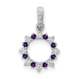 14k White Gold Diamond and .08 Amethyst Fancy Circle Pendant