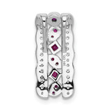 14k White Gold Diamond and .17 Ruby Fancy Chain Slide