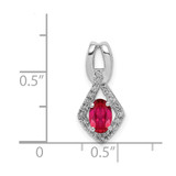 14k White Gold Diamond and .62 Oval Ruby Pendant