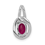 14k White Gold Diamond and .86 Ruby Oval Halo Pendant