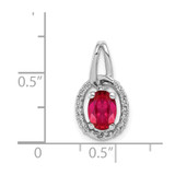 14k White Gold Diamond and .86 Ruby Oval Halo Pendant