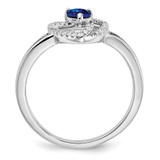 14k White Gold Diamond and Blue Sapphire Triangle Ring