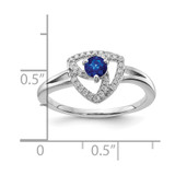 14k White Gold Diamond and Blue Sapphire Triangle Ring