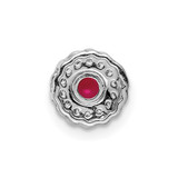 14k White Gold Diamond and Cabochon .38 Ruby Chain Slide