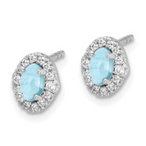 14k White Gold Diamond and Cabochon Aquamarine Earrings - EM-9AAB0B03-7462