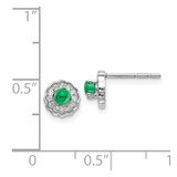 14k White Gold Diamond and Cabochon Emerald Earrings - EM-1981732A-5268