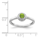 14k White Gold Diamond and Cabochon Peridot Ring