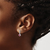 14k White Gold Diamond and Cabochon Ruby Earrings - EM-1027C292-1207