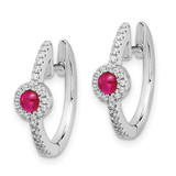 14k White Gold Diamond and Cabochon Ruby Earrings - EM-2C6A9DF8-8860