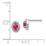 14k White Gold Diamond and Cabochon Ruby Earrings - EM-4DFB9B94-7350