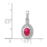 14k White Gold Diamond and Cabochon Ruby Halo Pendant - PM-44411831-9848