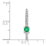14k White Gold Diamond and Emerald Fancy Chain Slide