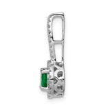 14k White Gold Diamond and Emerald Halo Pendant