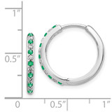 14k White Gold Diamond and Emerald Hinged Hoop Earrings - EM-FB25CEDD-4943