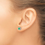 14k White Gold Diamond and Emerald Square Halo Earrings