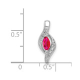 14k White Gold Diamond and Marquise .25 Ruby Pendant