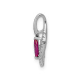 14k White Gold Diamond and Marquise .32 Ruby Pendant