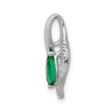14k White Gold Diamond and Marquise Emerald Pendant