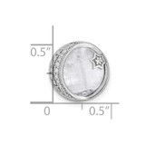 14k White Gold Diamond and Moonstone Moon & Star Chain Slide