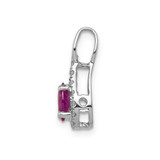 14k White Gold Diamond and Oval .50 Ruby Pendant