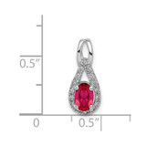 14k White Gold Diamond and Oval .50 Ruby Pendant